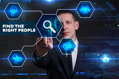 Ekonomi, teknoloji, Internet ve ağ kavramı. Genç busine