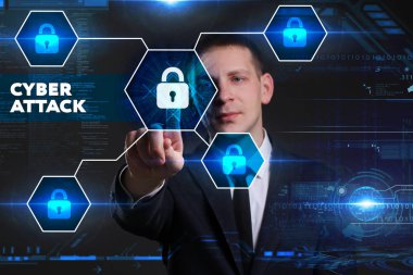 Ekonomi, teknoloji, Internet ve ağ kavramı. Genç busine