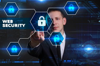 Ekonomi, teknoloji, Internet ve ağ kavramı. Genç busine