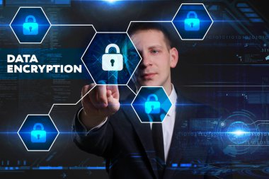 Ekonomi, teknoloji, Internet ve ağ kavramı. Genç busine