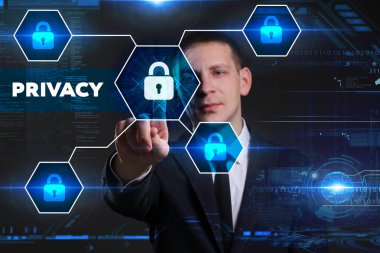 Ekonomi, teknoloji, Internet ve ağ kavramı. Genç busine