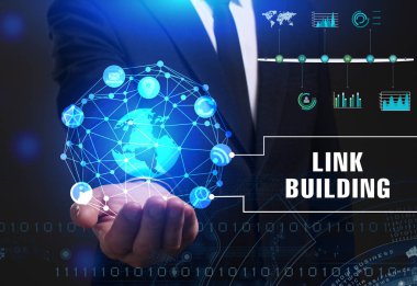 Ekonomi, teknoloji, Internet ve ağ kavramı. Genç busine