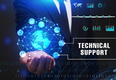 Ekonomi, teknoloji, Internet ve ağ kavramı. Genç busine