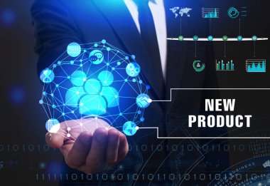 Ekonomi, teknoloji, Internet ve ağ kavramı. Genç busine