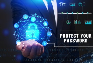 Ekonomi, teknoloji, Internet ve ağ kavramı. Genç busine