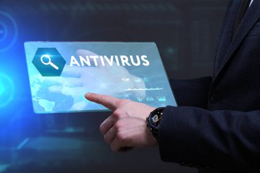 Ekonomi, teknoloji, Internet ve ağ kavramı. Genç busine