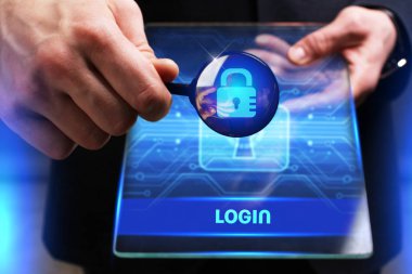 Ekonomi, teknoloji, Internet ve ağ kavramı. Genç busine