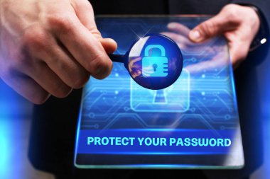 Ekonomi, teknoloji, Internet ve ağ kavramı. Genç busine