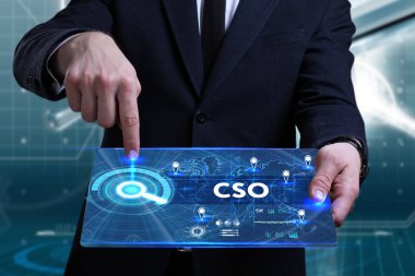 Ekonomi, teknoloji, Internet ve ağ kavramı. Genç busine