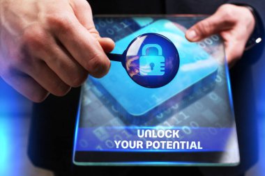 Ekonomi, teknoloji, Internet ve ağ kavramı. Genç busine