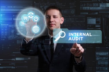 Ekonomi, teknoloji, Internet ve ağ kavramı. Genç busine