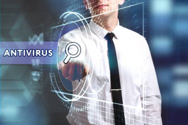 Ekonomi, teknoloji, Internet ve ağ kavramı. Genç busine