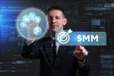 Ekonomi, teknoloji, Internet ve ağ kavramı. Genç busine