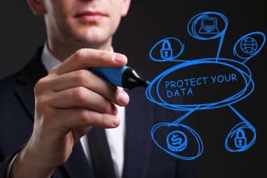 Ekonomi, teknoloji, Internet ve ağ kavramı. Genç busine