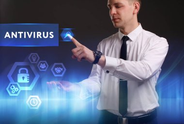 Ekonomi, teknoloji, Internet ve ağ kavramı. Genç busine
