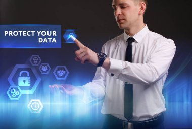 Ekonomi, teknoloji, Internet ve ağ kavramı. Genç busine