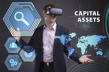 Ekonomi, teknoloji, Internet ve ağ kavramı. Genç busine