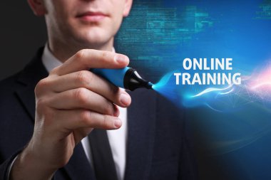 Ekonomi, teknoloji, Internet ve ağ kavramı. Genç busine