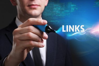 Ekonomi, teknoloji, Internet ve ağ kavramı. Genç busine