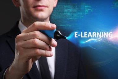 Ekonomi, teknoloji, Internet ve ağ kavramı. Genç busine