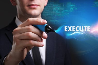 Ekonomi, teknoloji, Internet ve ağ kavramı. Genç busine