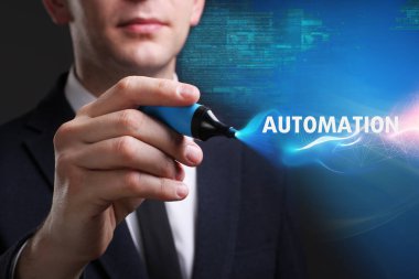 Ekonomi, teknoloji, Internet ve ağ kavramı. Genç busine
