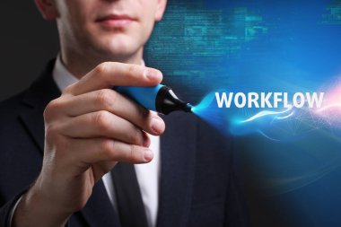 Ekonomi, teknoloji, Internet ve ağ kavramı. Genç busine