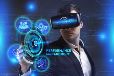 Ekonomi, teknoloji, Internet ve ağ kavramı. Genç busine