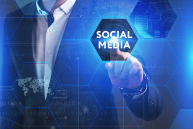 Ekonomi, teknoloji, Internet ve ağ kavramı. Genç busine