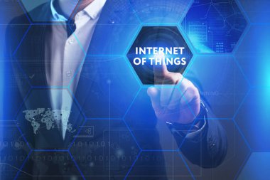 Ekonomi, teknoloji, Internet ve ağ kavramı. Genç busine