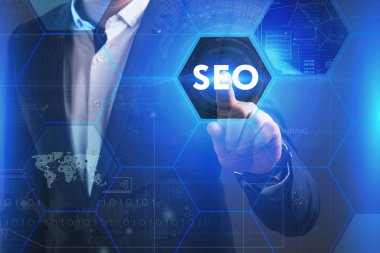 Ekonomi, teknoloji, Internet ve ağ kavramı. Genç busine
