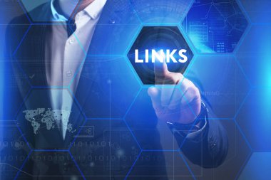 Ekonomi, teknoloji, Internet ve ağ kavramı. Genç busine