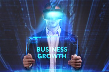 Ekonomi, teknoloji, Internet ve ağ kavramı. Genç busine