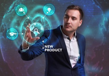 Ekonomi, teknoloji, Internet ve ağ kavramı. Genç busine