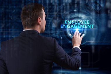 Ekonomi, teknoloji, Internet ve ağ kavramı. Genç busine