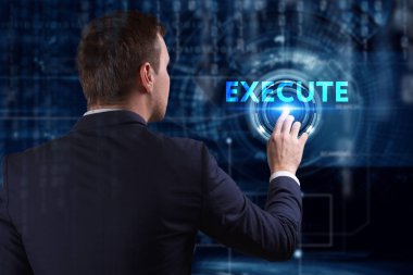 Ekonomi, teknoloji, Internet ve ağ kavramı. Genç busine