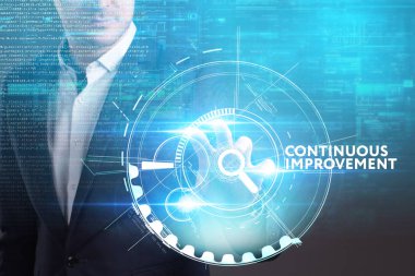 Ekonomi, teknoloji, Internet ve ağ kavramı. Genç busine