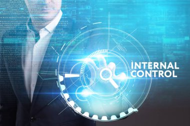 Ekonomi, teknoloji, Internet ve ağ kavramı. Genç busine