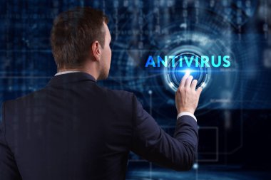 Ekonomi, teknoloji, Internet ve ağ kavramı. Genç busine