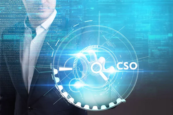 Ekonomi, teknoloji, Internet ve ağ kavramı. Genç busine