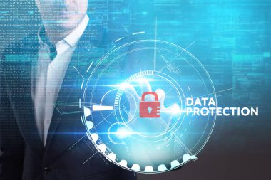 Ekonomi, teknoloji, Internet ve ağ kavramı. Genç busine