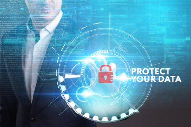 Ekonomi, teknoloji, Internet ve ağ kavramı. Genç busine