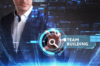 Ekonomi, teknoloji, Internet ve ağ kavramı. Genç busine