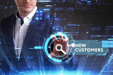 Ekonomi, teknoloji, Internet ve ağ kavramı. Genç busine