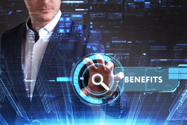 Ekonomi, teknoloji, Internet ve ağ kavramı. Genç busine