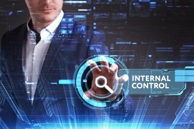 Ekonomi, teknoloji, Internet ve ağ kavramı. Genç busine