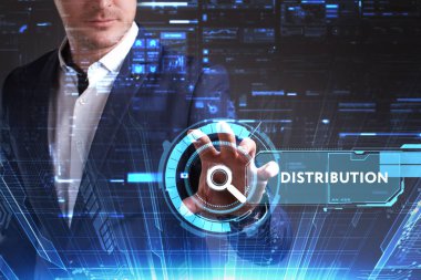 Ekonomi, teknoloji, Internet ve ağ kavramı. Genç busine