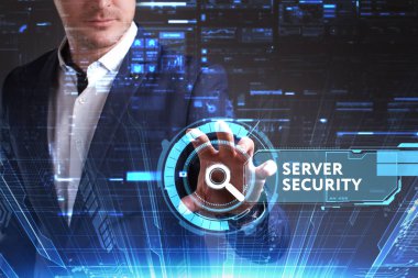 Ekonomi, teknoloji, Internet ve ağ kavramı. Genç busine