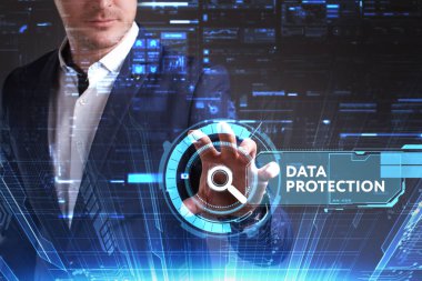 Ekonomi, teknoloji, Internet ve ağ kavramı. Genç busine