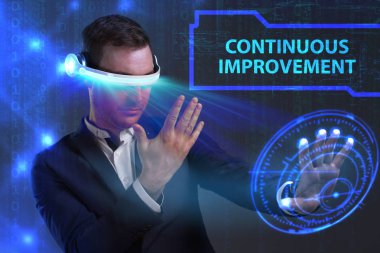 Ekonomi, teknoloji, Internet ve ağ kavramı. Genç busine